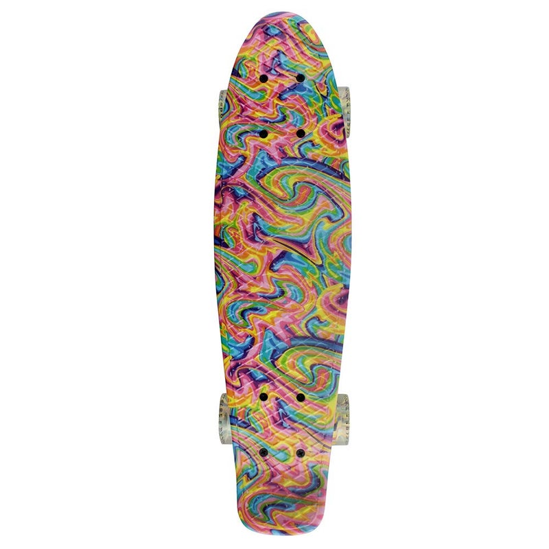 Meketec Skateboard Dog 22 inch Retro Mini Skateboards Kids Board for Boys Girl Youth Beginners Children Toddler Teenagers Adults 5 to 6 Year Old (Bending Color Lines) - Image 5